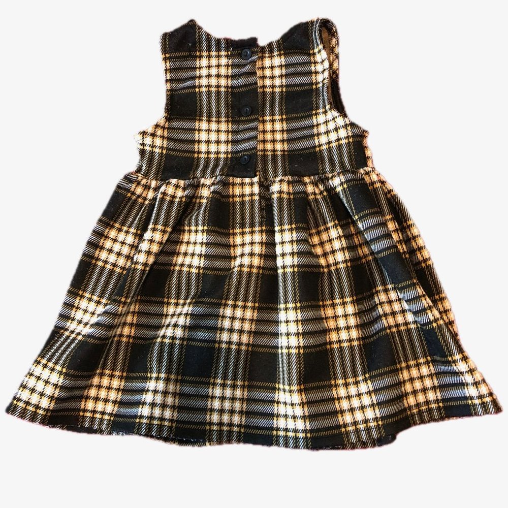 Nannette Baby Girl Dress Fall Plaid Black White Gold Brown Size 3T - Picture 2 of 15